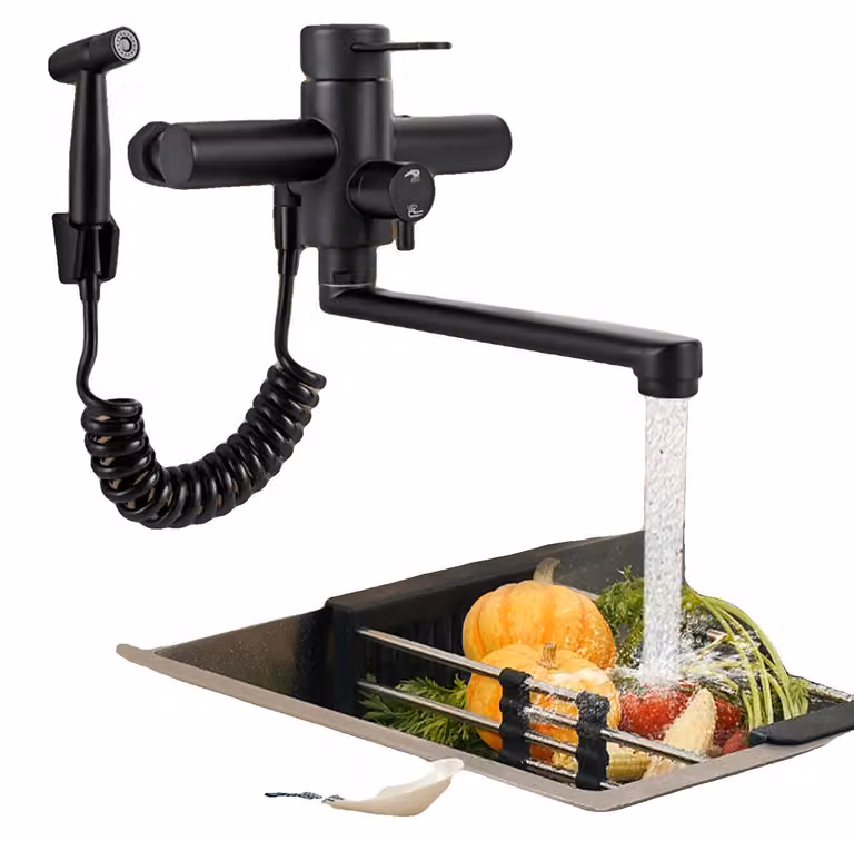 Support a parete, acciaio inossidabile 304, angolo di rotazione di 360°, montaggio a parete, rivestimento elettrolitico, interruttore per acqua calda e fredda