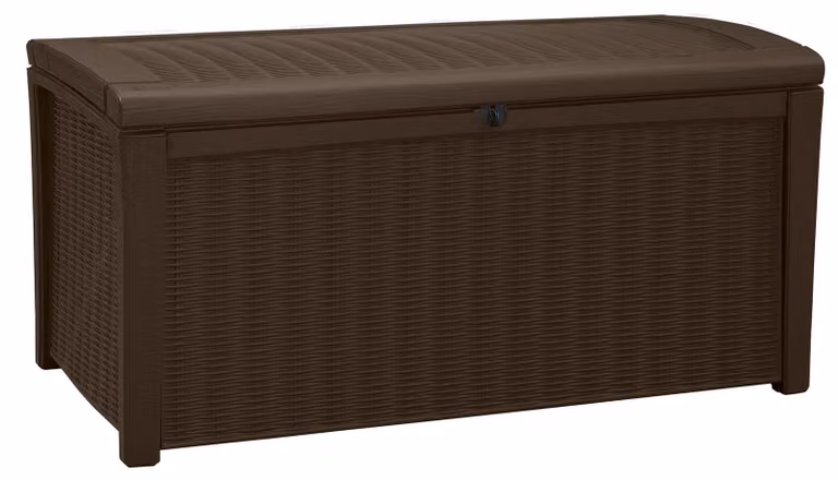 Baule Cassapanca da Esterno 130x63x70 cm in Resina Effetto Rattan Keter Borneo Marrone