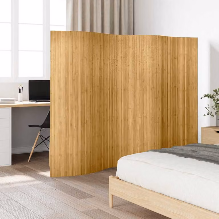 vidaXL Pannello Divisore in Bambù Naturale Beige e Marrone, Larghezza: 250 cm, Altezza: 165 cm
