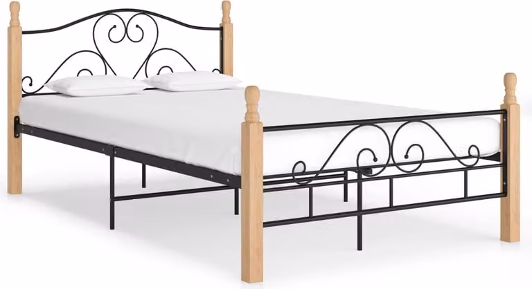 The Living Store Struttura letto in metallo nero 120x200 cm