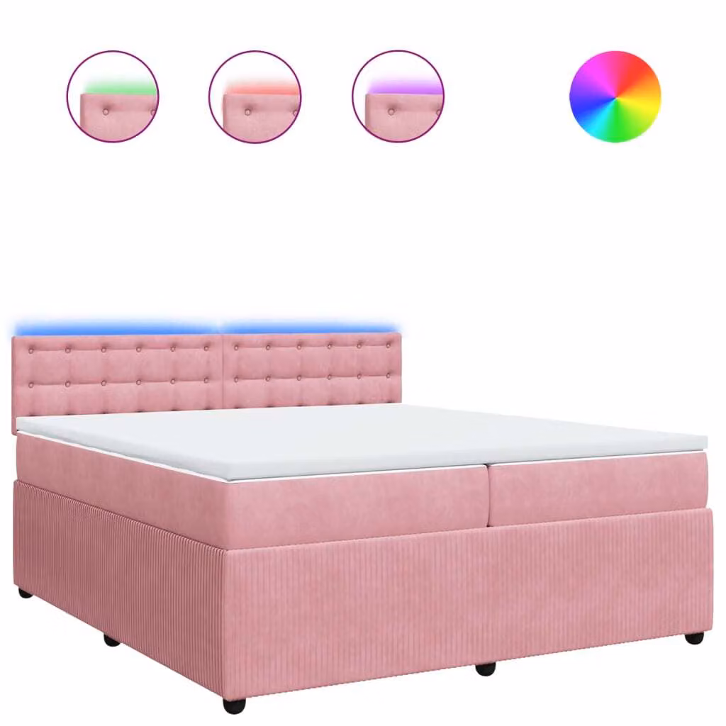 Giroletto a Molle con Materasso Rosa 200x200 cm in Velluto