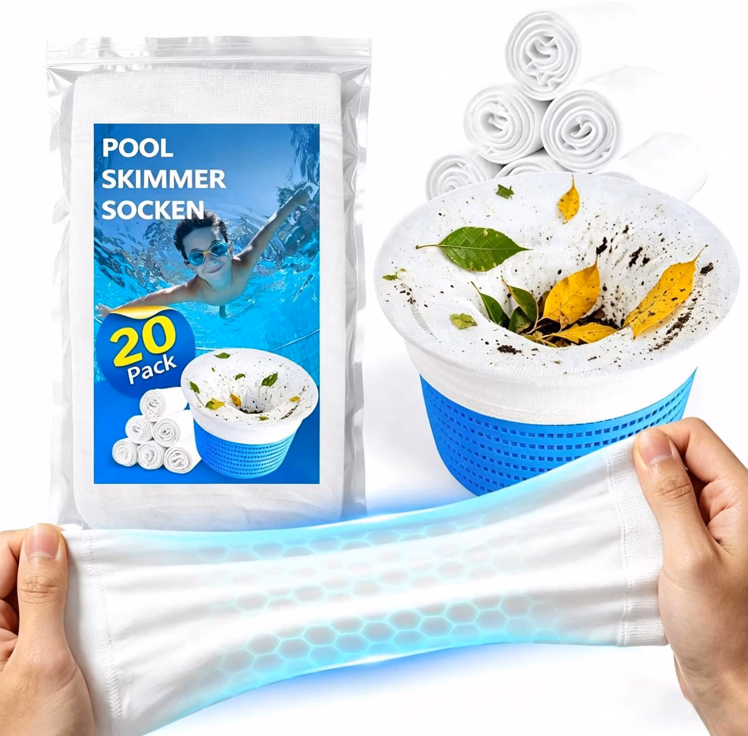 Filtri riutilizzabili per skimmer di piscina - confezione da 20 pezzi