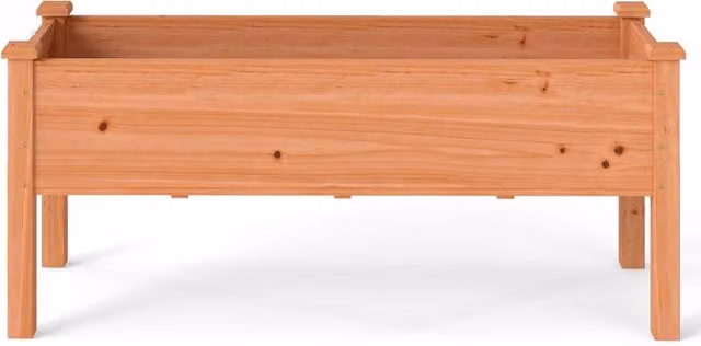 Fioriera rialzata DESIGN IN in legno di abete marrone per orto, erbe aromatiche e fiori, L 120 x P 43,5 x H 51 cm