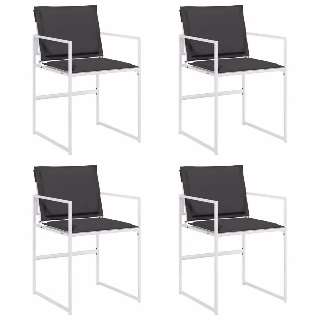 Set di 4 sedie da giardino vidaXL in acciaio verniciato a polvere e textilene con cuscini, bianche e antracite – 2