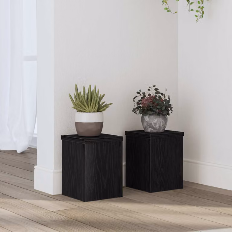 Set di 2 supporti per piante vidaXL in legno nero, L/P/H: 15 x 15 x 20 cm