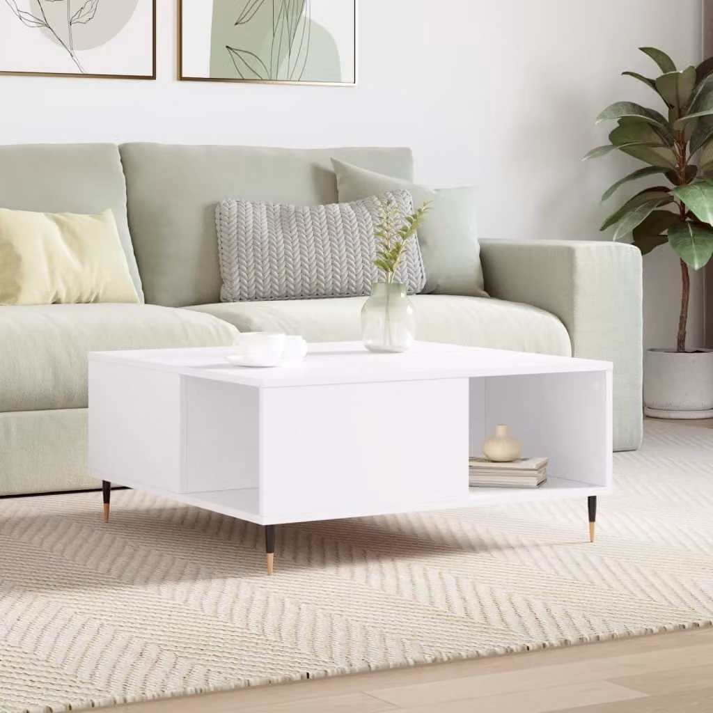 Maison Exclusive - Tavolino bianco 80x80x36,5 cm Materiale ligneo