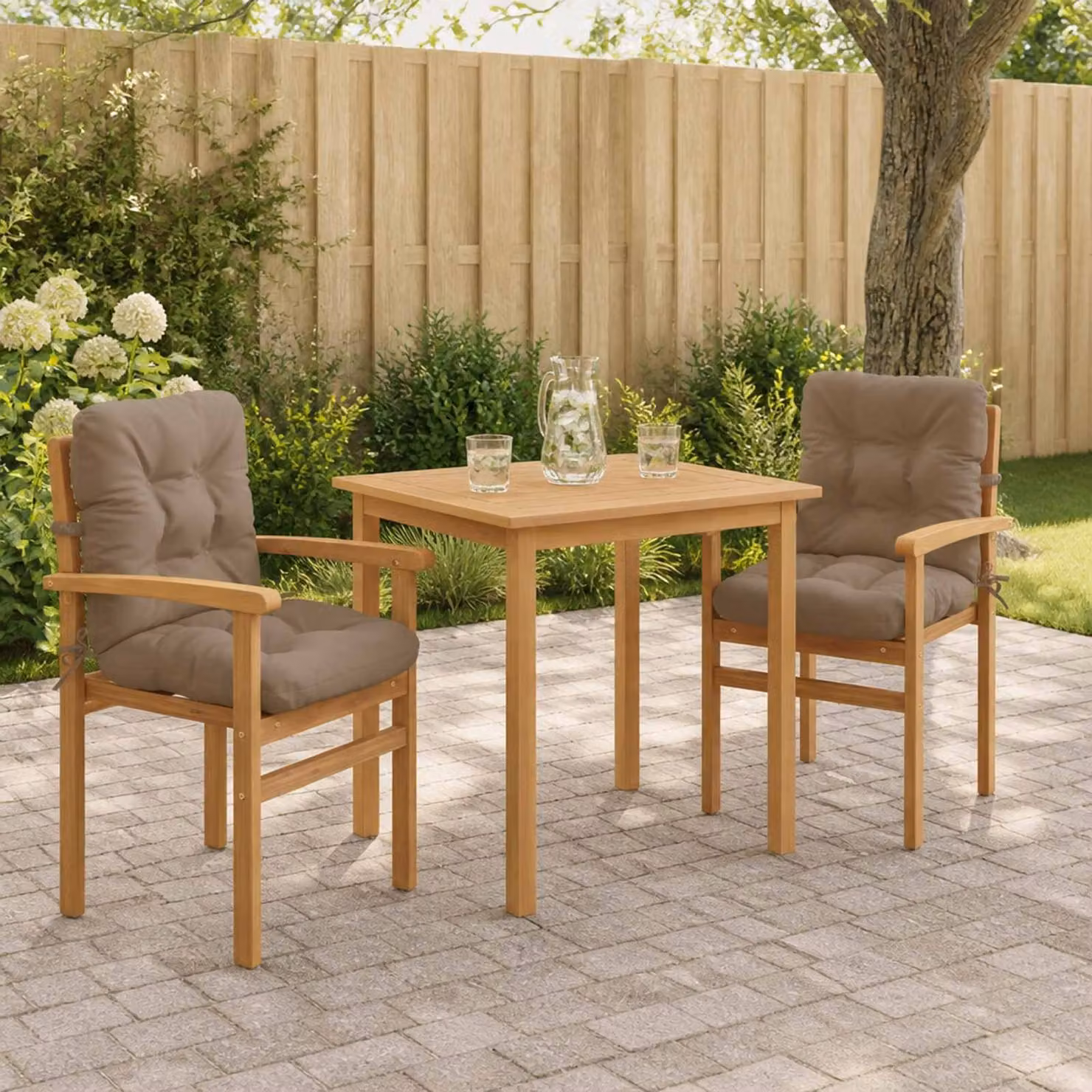 Set di 2 cuscini per sedia alta vidaXL VIANEN in poliestere con fodera lavabile e resistente ai raggi UV, disponibili in beige, grigio o marrone