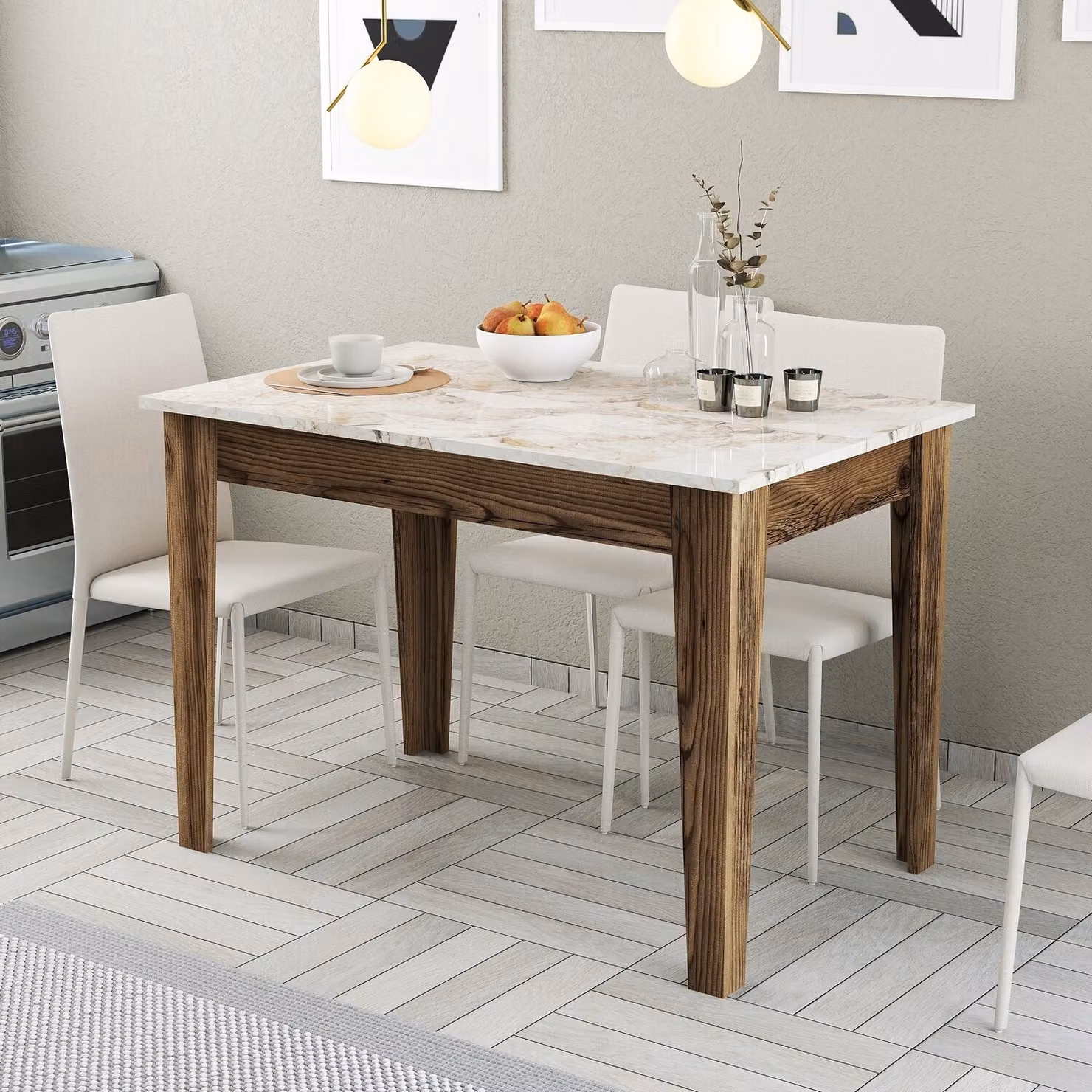 Skye Decor, Kiev 506 - Noce, Bianco, Tavoli, Tavoli da cucina, Noce, 110 x 75 x 72 cm