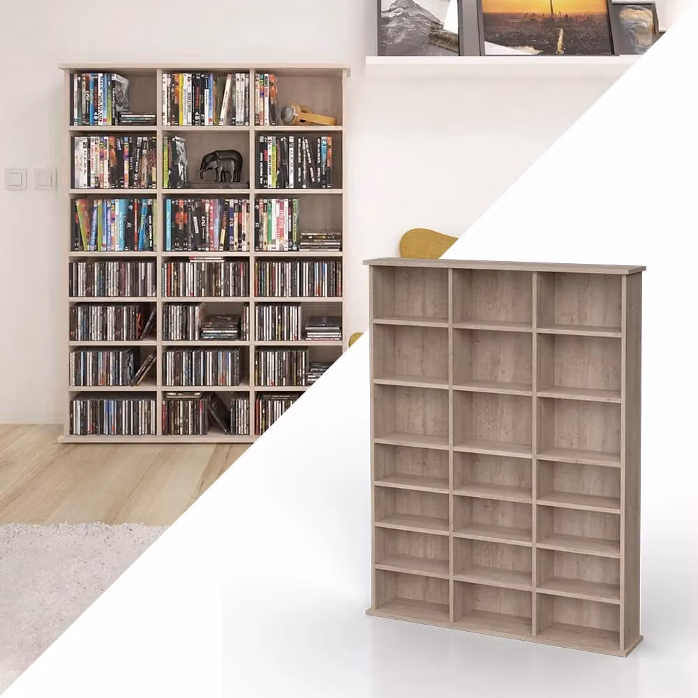 Scaffale porta CD Jukebox Vicco in stile moderno con pannello posteriore, L: 105.4 cm, H: 136 cm – 2