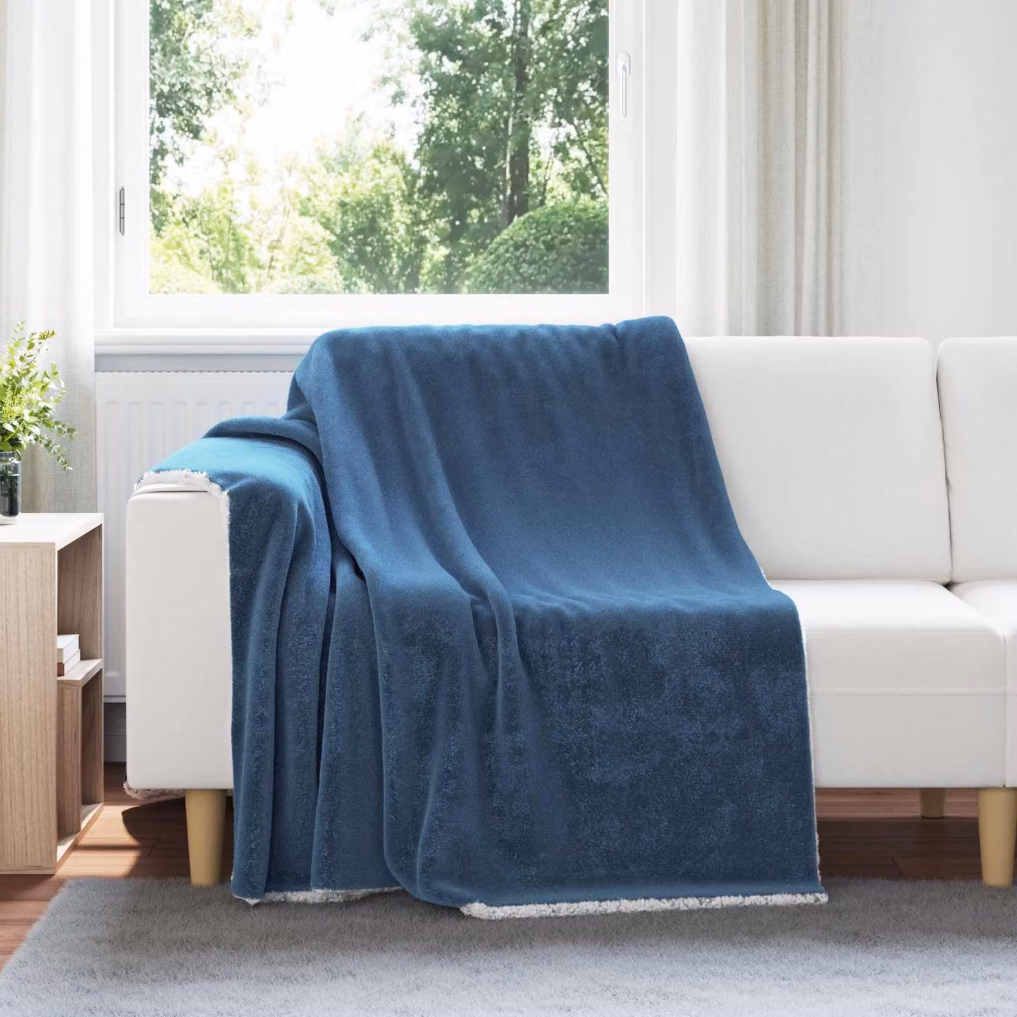 Coperta in pile morbida vidaXL blu, L 150 cm x P 200 cm