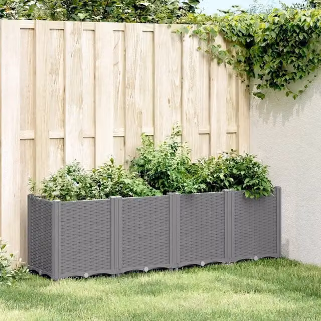 Fioriera da giardino vidaXL in plastica grigia L: 160 cm, P: 40 cm, H: 53 cm – 1