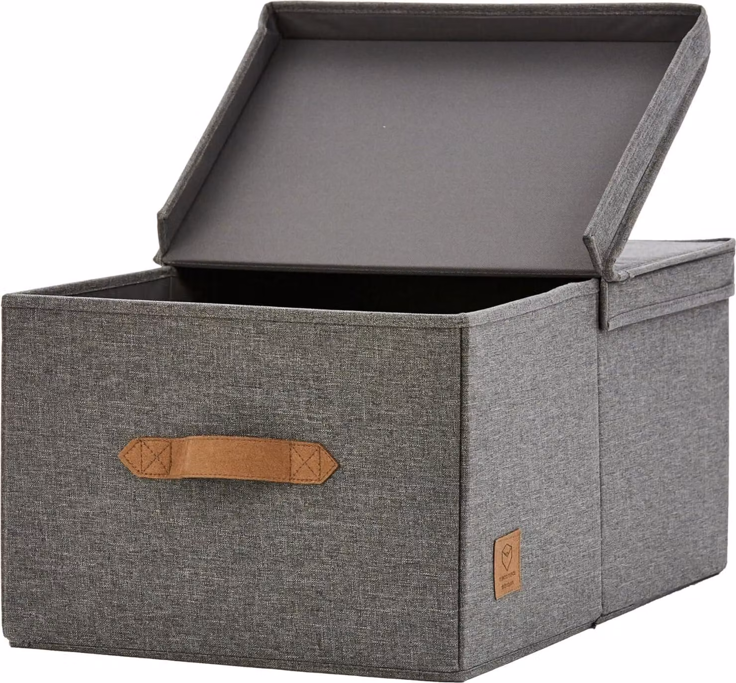 Contenitore con coperchio, dimensioni 33x50x24 cm, capacità 39 litri, in lino, colore grigio, per abbigliamento