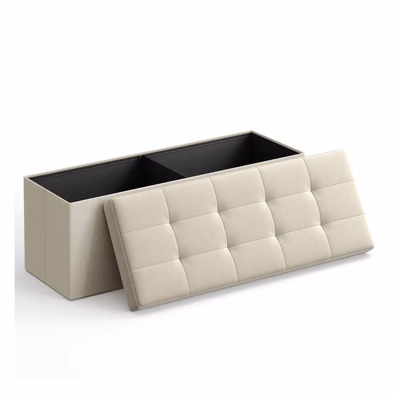 Panca Portaoggetti Pieghevole, Beige / 38 x 110 x 38 cm