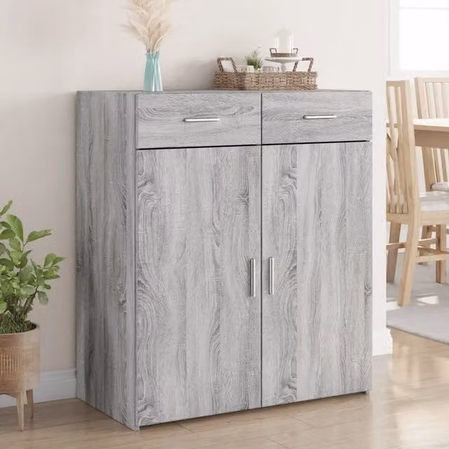 Credenza Buffet da cucina Design Mania in legno multistrato Grigio Sonoma L: 80 cm, P: 42,5 cm, H: 93 cm