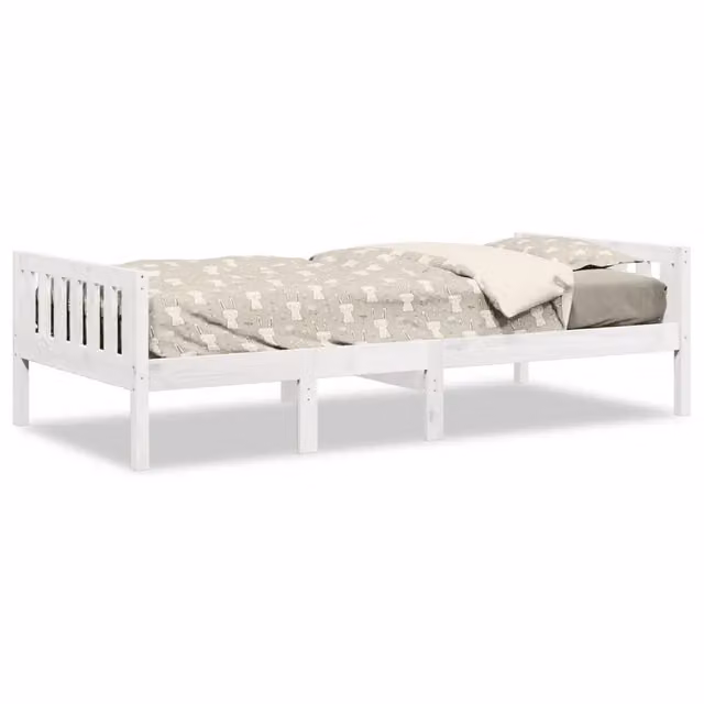 Letto per bambini in legno di pino massello bianco con doghe fisse L 80 x P 200 cm