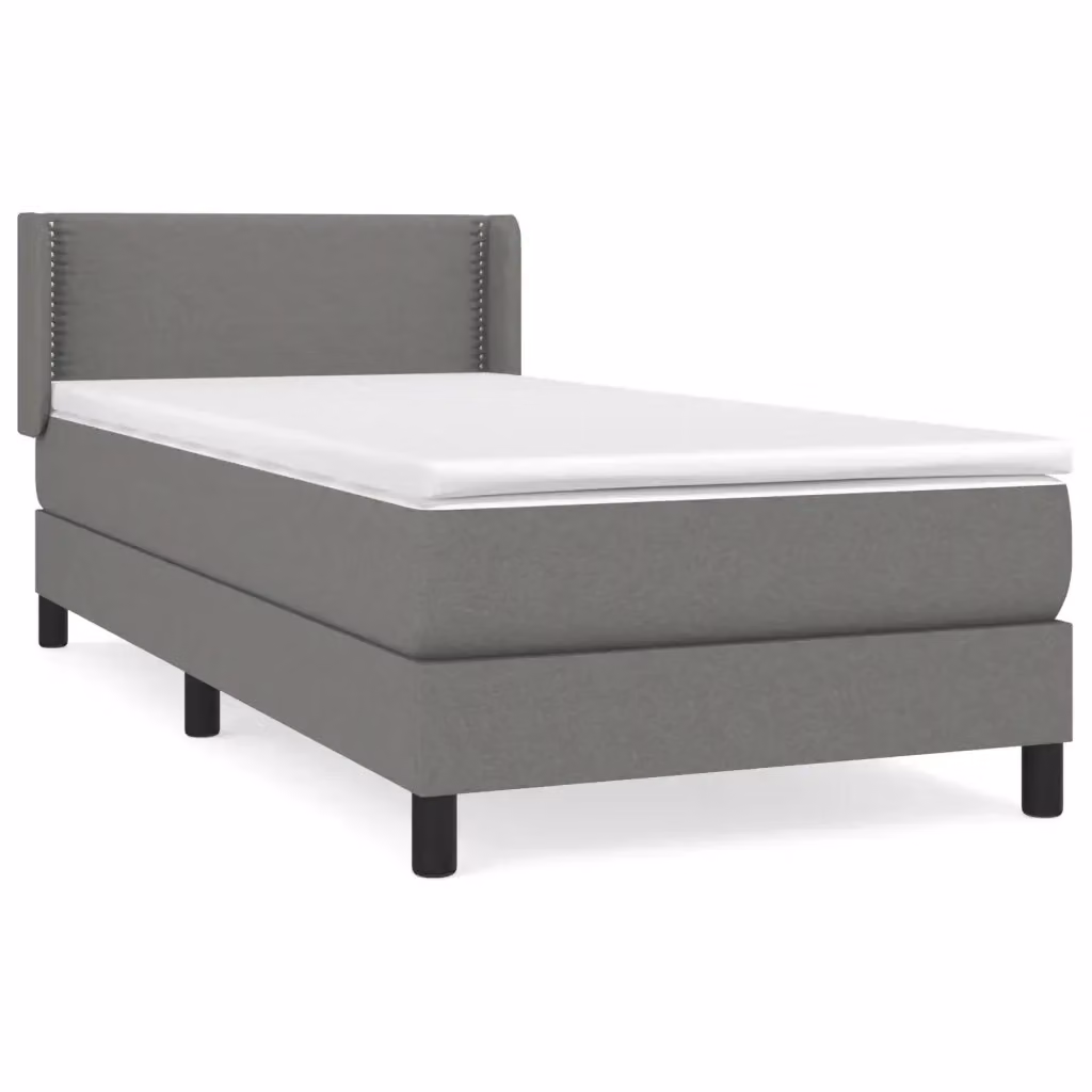 vidaXL Giroletto a Molle con Materasso Ibrido in Tessuto Grigio e Bianco, L/P/H: 90 x 200 x 88 cm – 2
