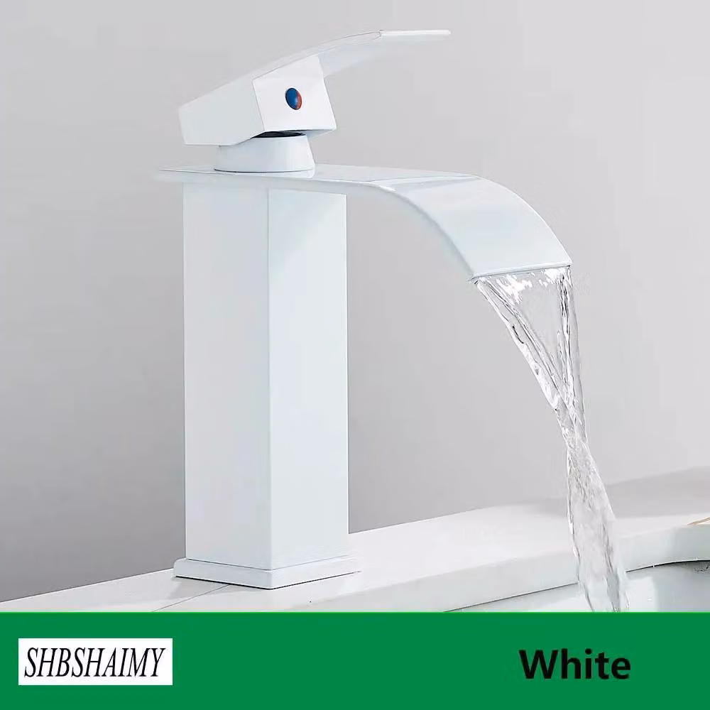 Rubinetto per lavabo da bagno - Rubinetto monoforo - Miscelatore caldo/freddo - Monocomando - Cartuccia in Vetroceramica - Corpo in ottone - Montaggio a vista - Bianco