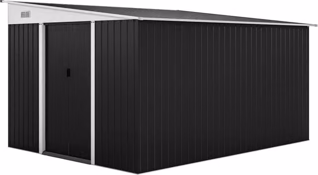 Casetta Porta Attrezzi da Giardino ¨C zephmum ¨C Acciaio, Nero, 345x280.5x169-201cm