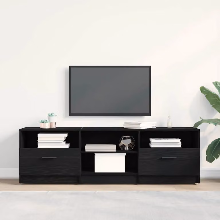 Mobile TV vidaXL moderno in legno ingegnerizzato nero, L 150 cm x P 33,5 cm x H 45 cm