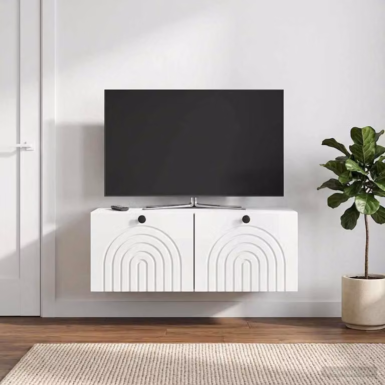 vidaXL Mobile Porta TV da Muro Bianco Lucido L: 78,5 cm, P: 41 cm, H: 30 cm
