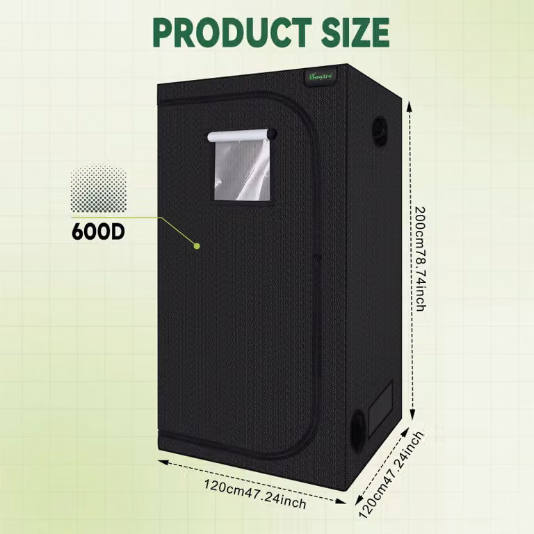Kit completo per coltivazione indoor: tenda da coltivazione 120x120x200 cm, telo in nylon con elevata capacità riflettente, lampade LED per piante, filtro a carbone attivo e ventola assiale