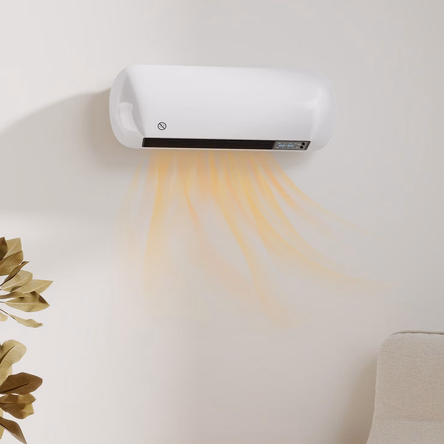 Termoventilatore da parete in ceramica HOMCOM, 1000/2000 W con termostato, timer e telecomando, bianco, L: 50 cm, H: 19 cm, P: 14 cm – 2