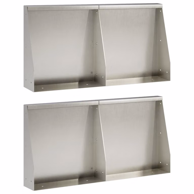 Set di 4 pezzi di muretti per aiuole rialzate vidaXL in acciaio inox argento, L/P/H: 40 x 12 x 40 cm