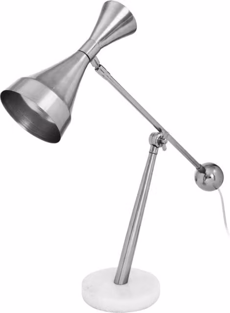 Lampada da tavolo Cosima in metallo e marmo bianco