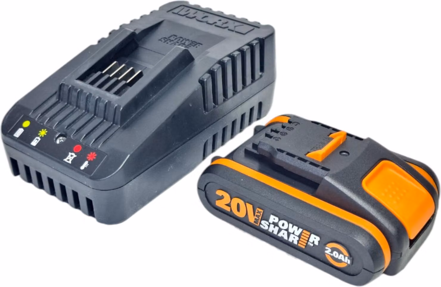 Worx WA3601 20 V Caricabatteria e kit batteria con 1 batteria da 2,0 Ah + caricabatteria WA3880