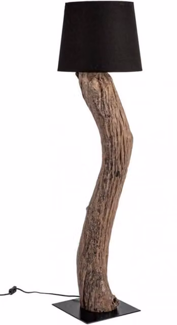Lampada da Terra Piantana Ø55x120 cm E27 in Legno Pralume in Cotone Nero