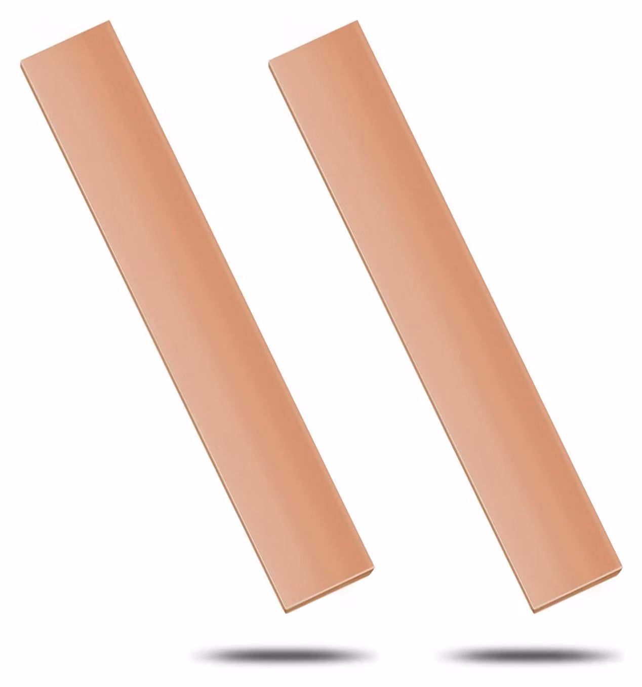 Barra di rame 105x20x3 mm, rame elettrolitico di alta qualità (T2), 2 pezzi
