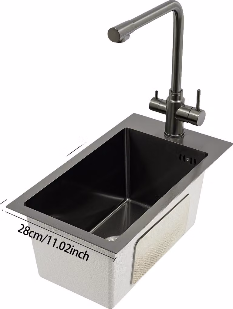 Lavello in acciaio inox, installazione sottopiano, design resistente, nero