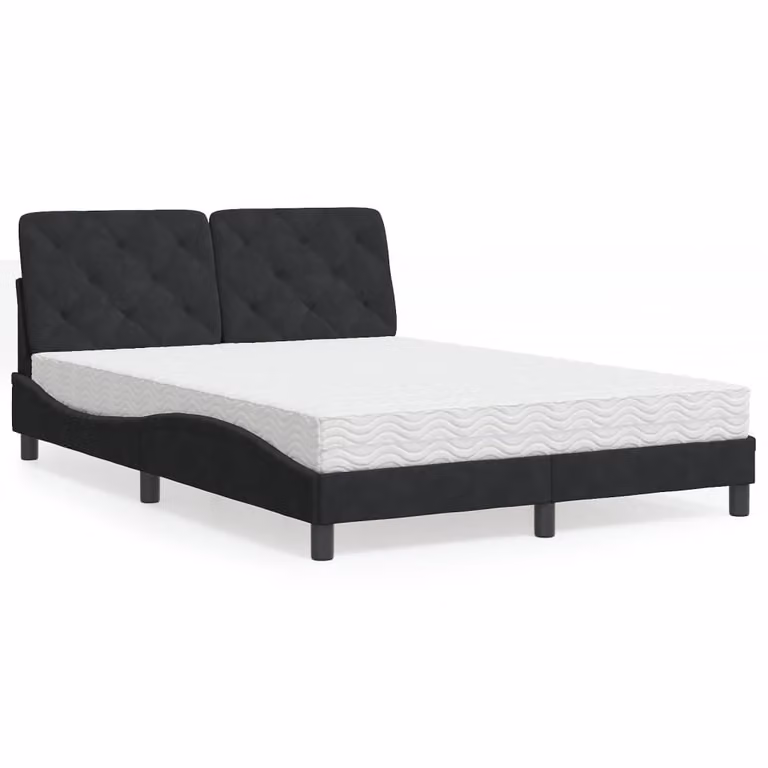 Letto con Materasso vidaXL in Velluto Nero L/P/H: 120 x 200 cm