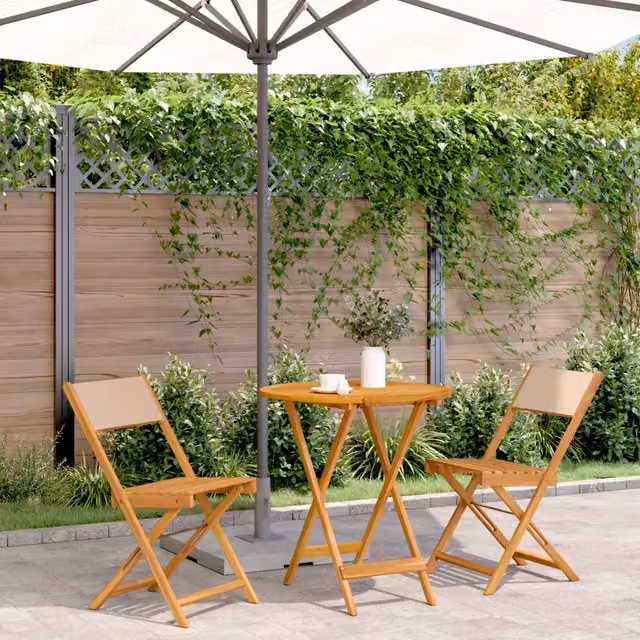 Set da Bistrot vidaXL 3pz in Legno di Acacia Olio Beige per Giardino e Terrazzo L/P/H: 75 x 36 x 70 cm
