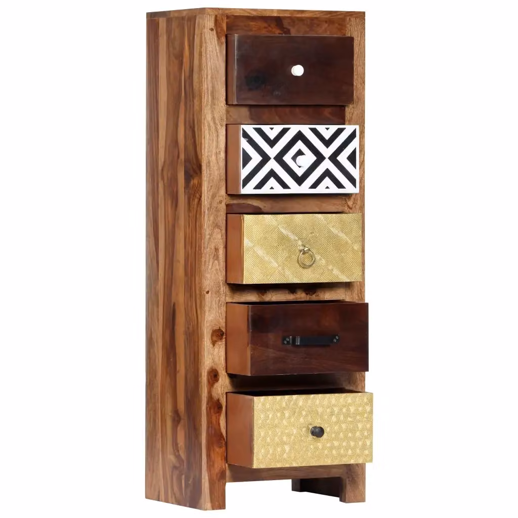 Credenza in legno di acacia massello vidaXL marrone L/P/H: 40 x 30 x 110 cm – 2