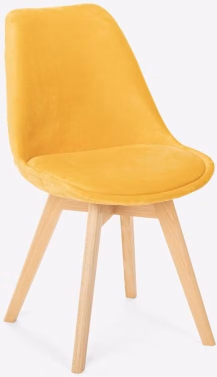 Sedia di design scandinavo in legno di velluto con cuscino per cucine bar ristoranti Dolphin Lux - Giallo