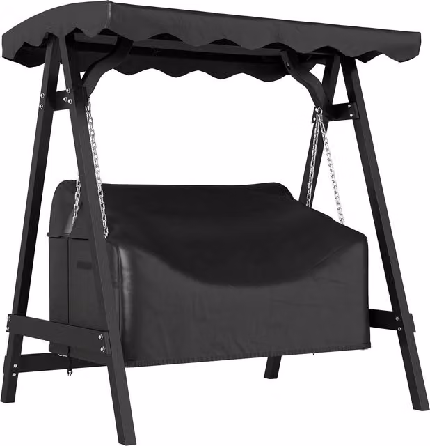 Copertura protettiva Outsunny per dondolo da giardino a 2 posti in tessuto Oxford 420D nero, impermeabile e resistente ai raggi UV