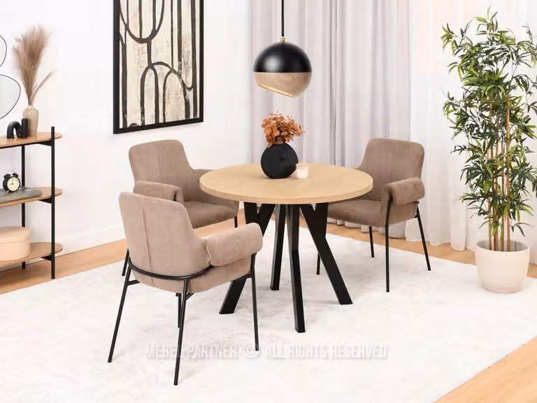Tavolo rotondo allungabile 100(180)x100 WENDER - rovere pietra / nero