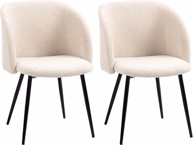 Sedia da pranzo con schienale in tessuto ¨C Zephmum ¨C Beige e Nero 55x62x80 cm