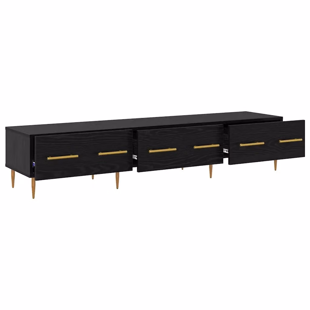 Mobile TV moderno HELLOSHOP26 con vano contenitore in legno composito nero L 150 x P 36 x H 30 cm – 2