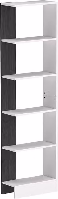 Libreria Moderna Salvaspazio HOMCOM con 5 Ripiani in Legno, Bianco e Nero, L 45 cm x P 21 cm x H 170 cm