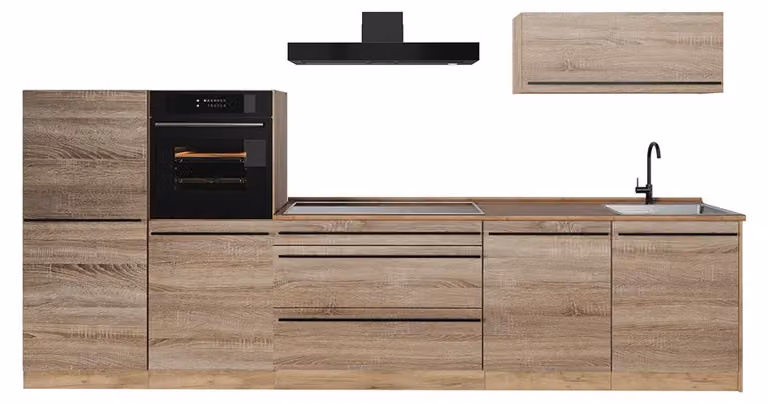 Cucina componibile Vicco R-Line Sonoma/Rovere dorato 340 cm piano di lavoro Rovere dorato, Model 67306
