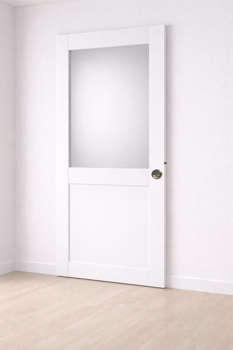 Porta scorrevole Athena bianca H204 x L93 cm, conchiglie, maniglia a spinta GD MENUISERIES