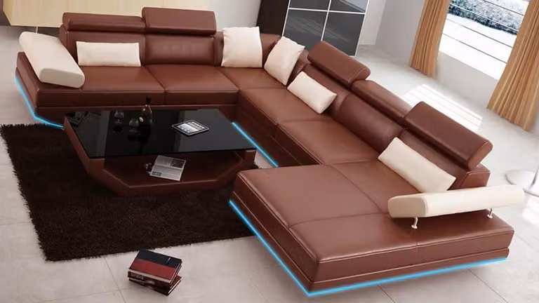Ledersofa Sofa Couch Wohnlandschaft Ecksofa Garnitur Design Modern Sofa K5009