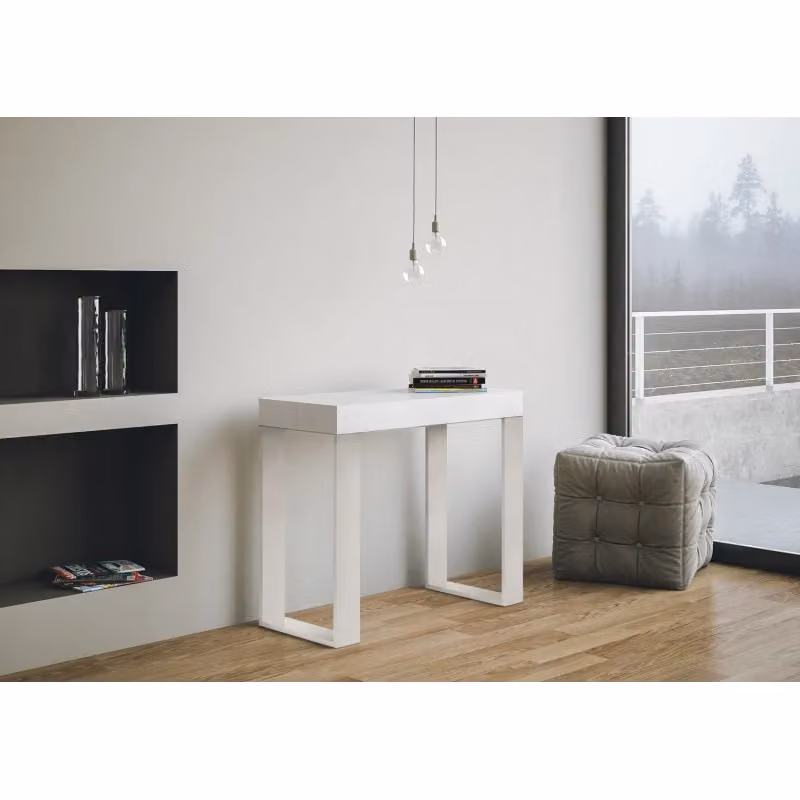Consolle allungabile Itamoby Bianco Frassino con telaio in metallo bianco L: 90 cm, P: 40 cm, H: 77 cm, estensibile fino a 300 cm – 2