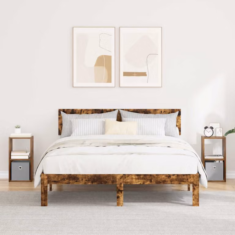 Set di 2 comodini moderni vidaXL in rovere fumo, L: 25,5 cm, P: 22 cm, H: 49,5 cm