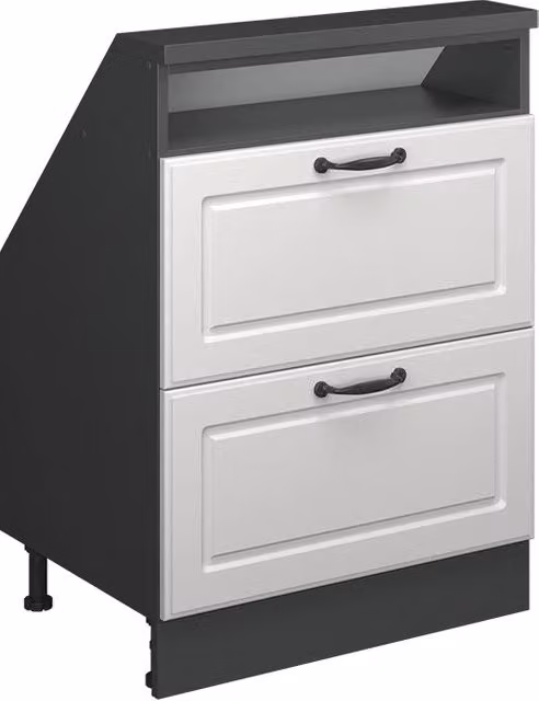 Mobile sottotetto Vicco Rion Bianco rustico e Antracite con cassetti e ripiani, L: 60 cm, P: 46 cm, H: 83,8 cm – 1