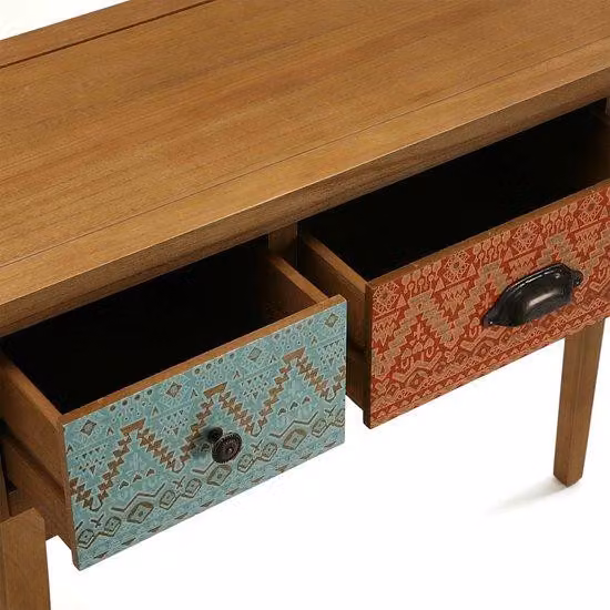 Moderno tavolino consolle in legno con cassetti, ideale per arredare il soggiorno o l'ingresso