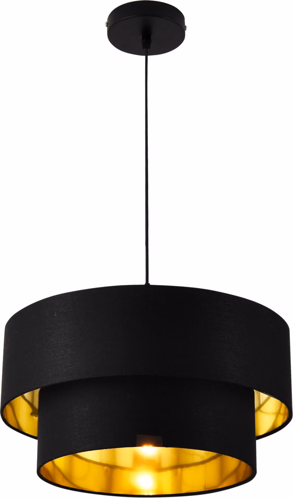 Lampada a sospensione Lopar E27 plafoniera Lampada a sospensione 40 cm metallo tessuto nero-oro