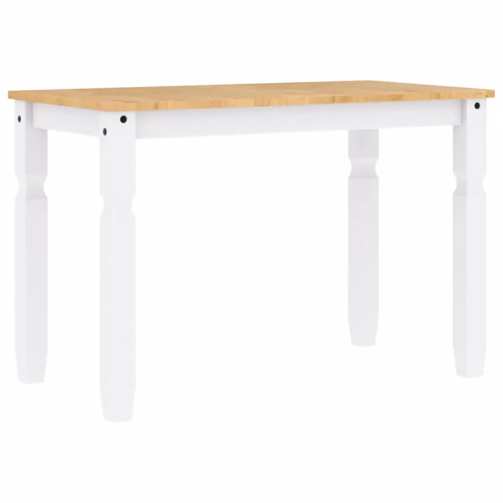 Tavolo da pranzo rettangolare vidaXL in legno di pino cerato bianco L: 112 cm, P: 60 cm, H: 75 cm – 2